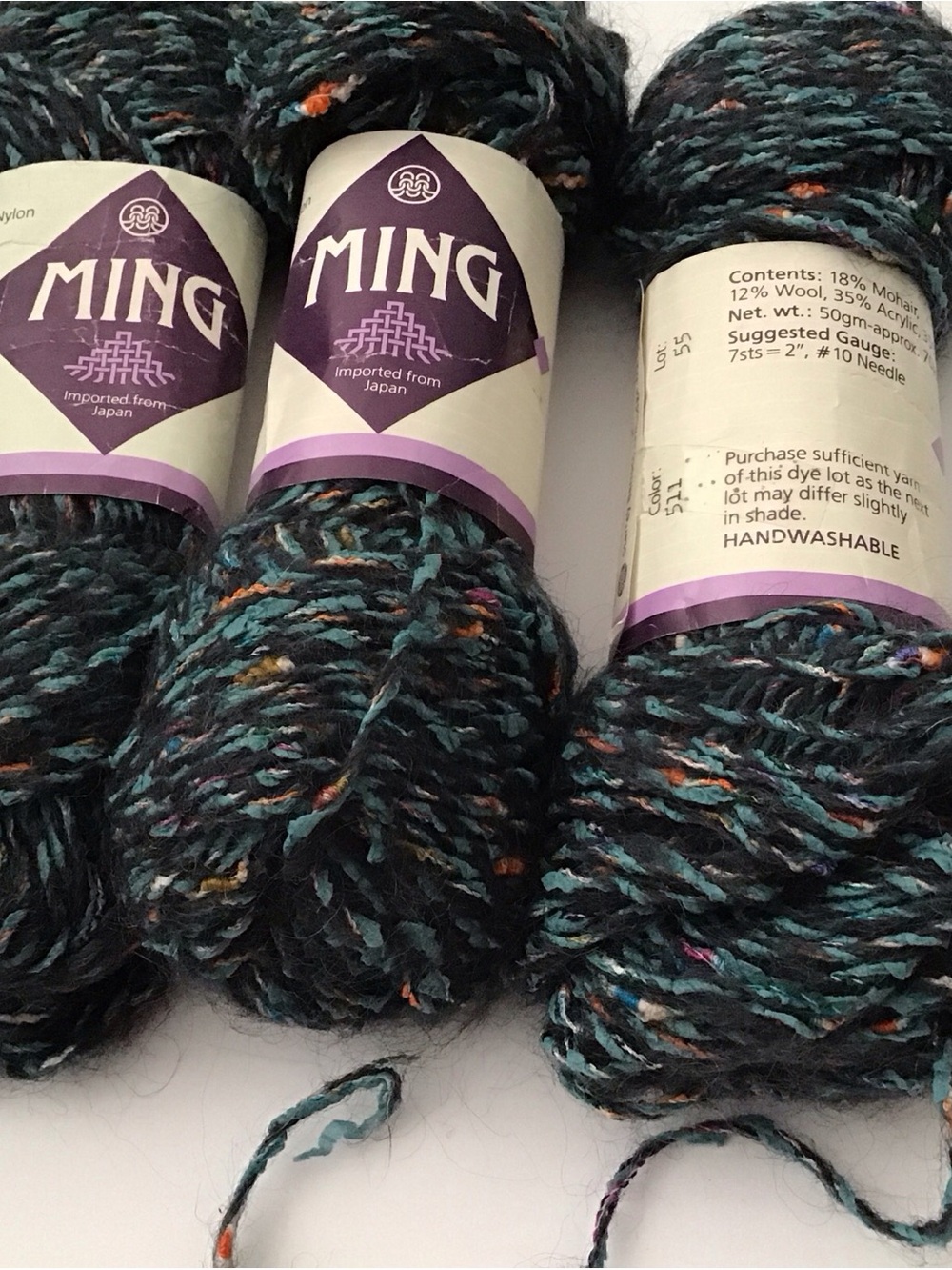 Berroco Ming Multicolor Tweed Yarn - Color 511 Multi Flecks, 3 Skeins from Japan